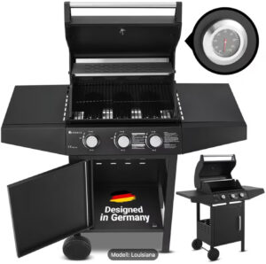 Juskys® BBQ Gasgrill Louisiana 3 Brenner Grillwagen Grill Grillstation