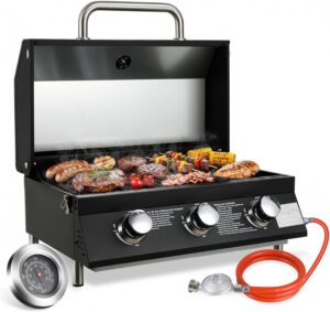 3 Brenner Tischgasgrill Gas Grill Tischgrill BBQ Gasgrill Edelstahl Campinggrill