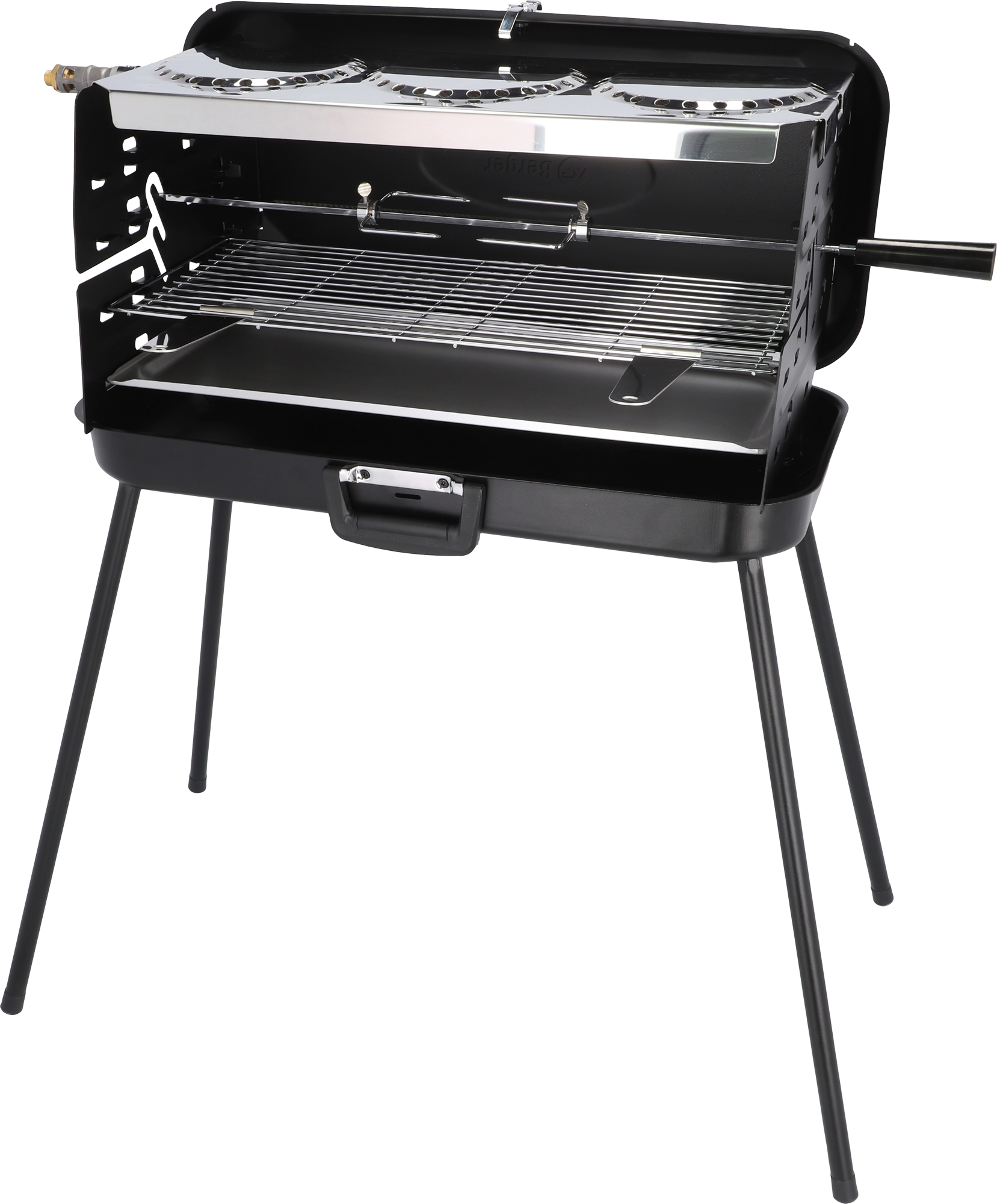 Berger 3 Flammen Koffergasgrill Schwarz