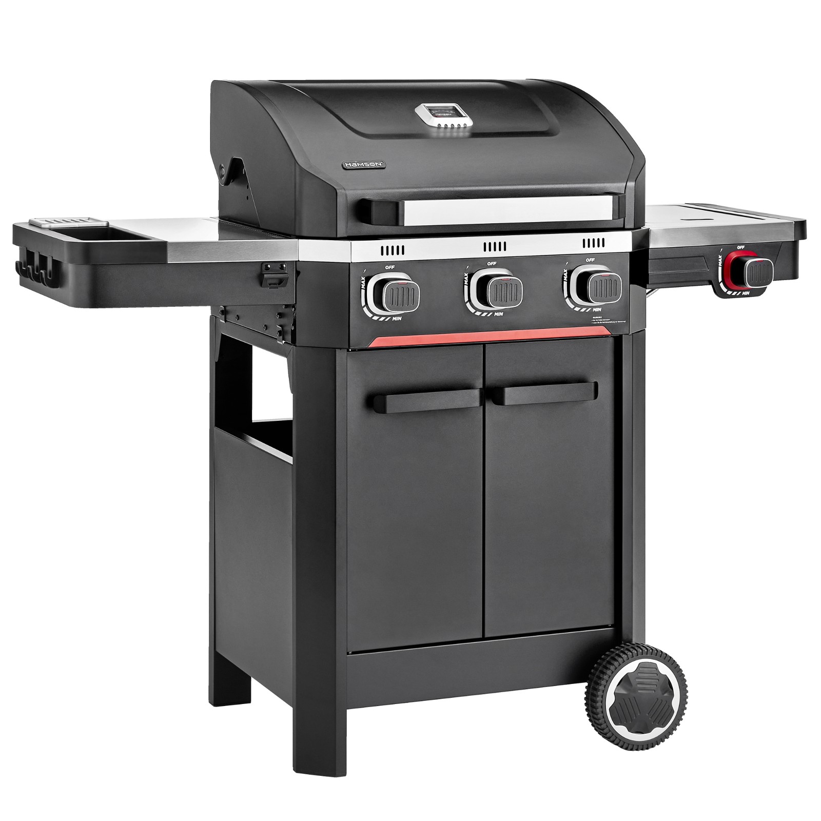 Gasgrill 3 Edelstahl Brenner BBQ Grillwagen Grill Thermometer Grillwagen HAMSON