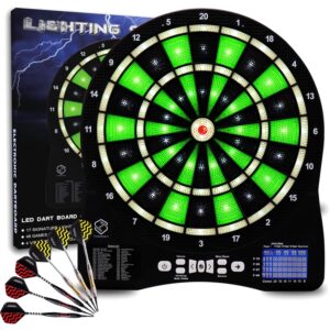 Turnart Elektronische LED Dartscheibe mit 48 Spielen & 6 Soft Darts