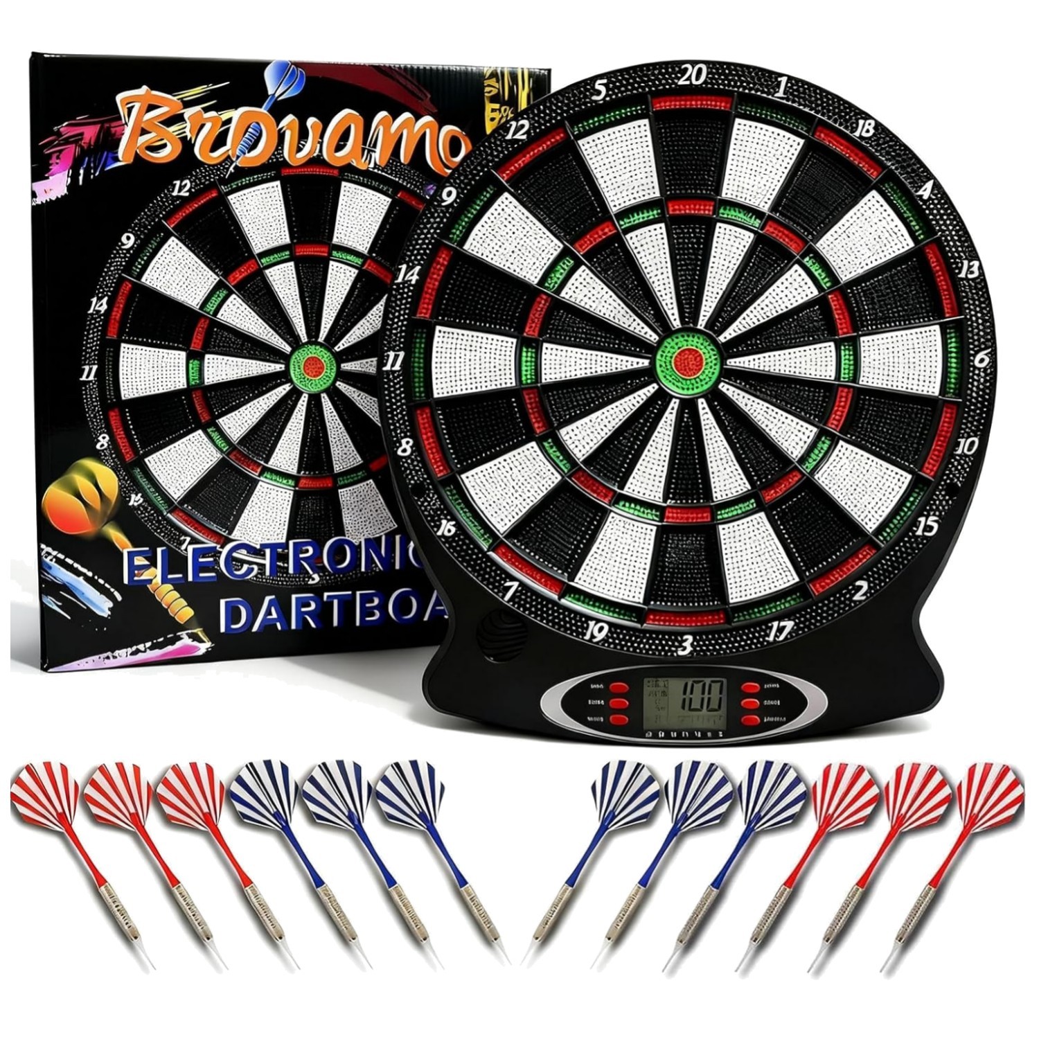 Dartscheibe elektronisch Darts Spiel mit 12 Pfeilen LCD Display Dartscheibe