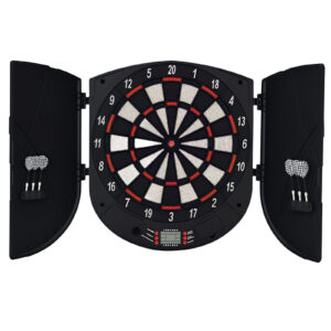 Elektronische Dartscheibe Dartboard Dart set mit 6 Darts Soundeffekte Schwarz