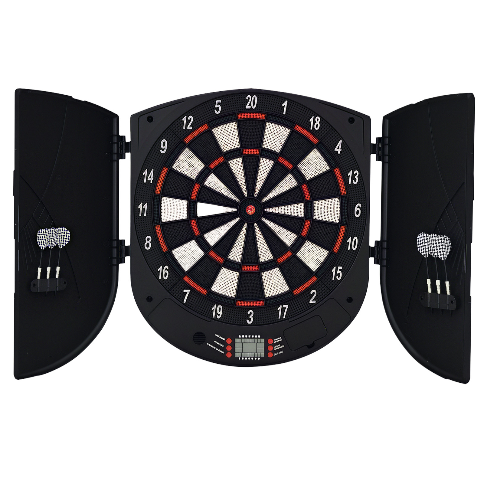 Elektronische Dartscheibe Dartboard Dart set mit 6 Darts Soundeffekte Schwarz