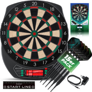KESSER® Elektronische Dartscheibe Profi Dart Automat Set 15 Pfeile inkl. Zubehör