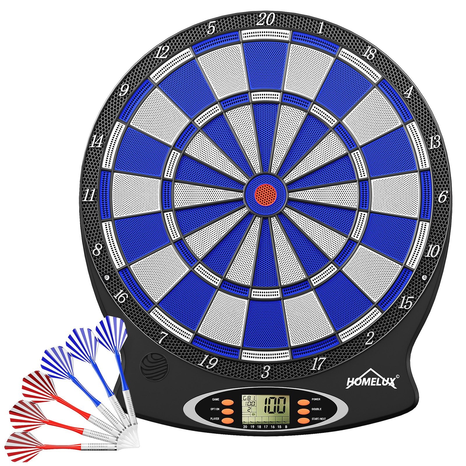Elektronische Dartscheibe Dartboard mit LCD & Sound + 6 Darts Pfeile 18 Spiele