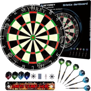 Seydrey Professionelles Steeldart Dartscheibe Set mit 6 Stahl Darts