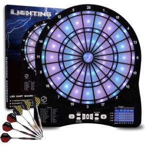 Hochwertige Elektronische Dartscheibe mit LED und 48 Spielen Profi 6 Darts
