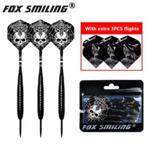 Steeldarts 22g Schwarz Dartpfeile mit Aluminium Schaft Stahlspitze & Flights