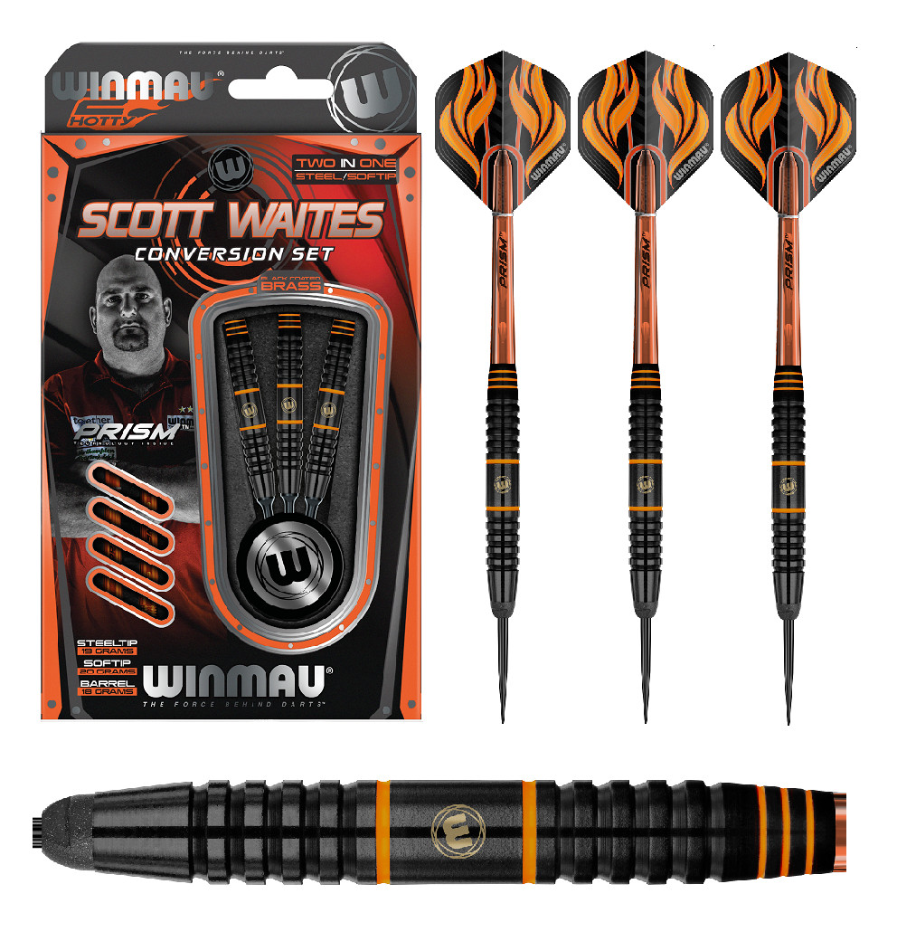 Winmau Darts Scott Waites Conversion Set Brass 19g 20g Steel+Soft Dart Pfeile