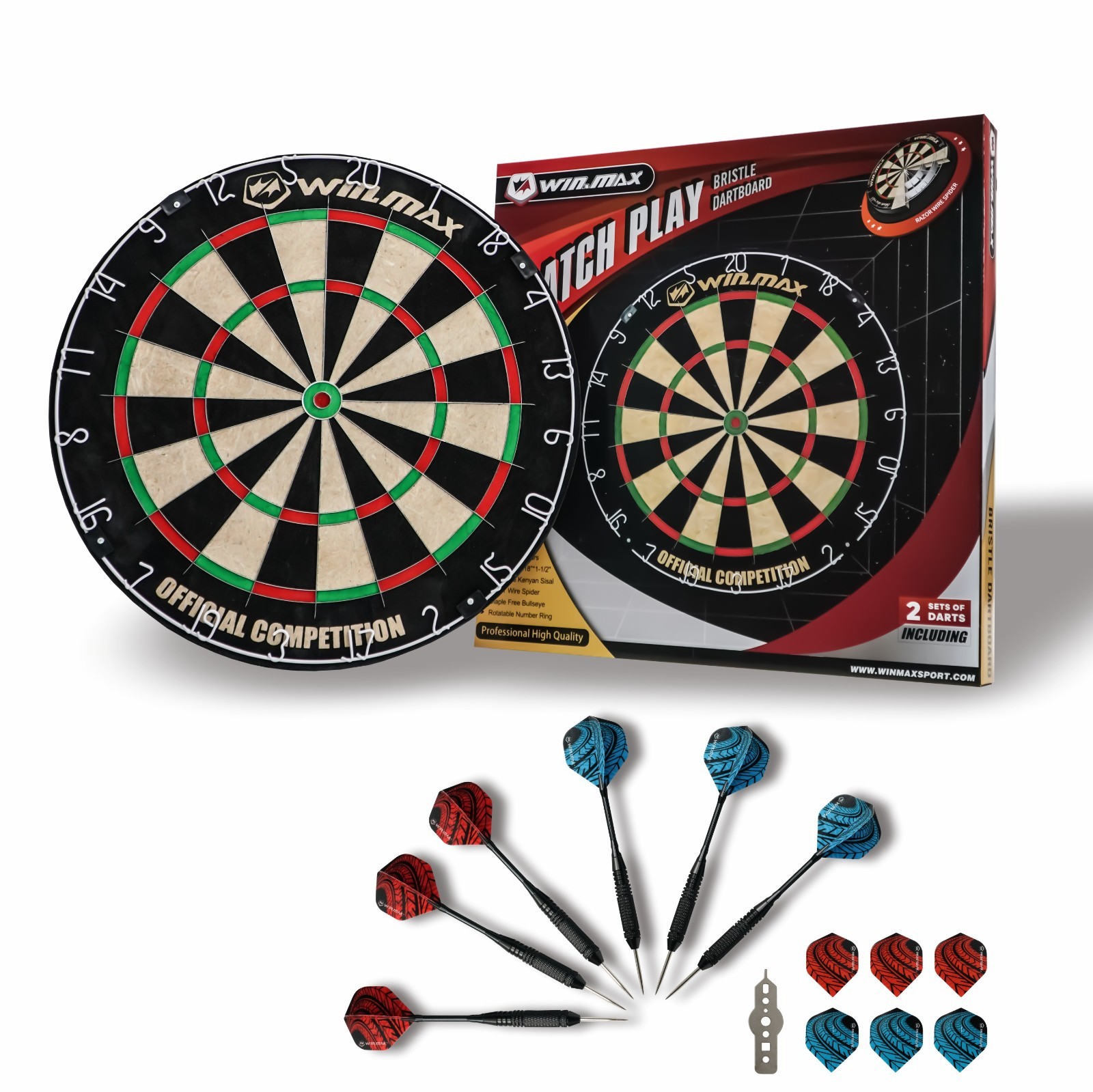 Bristle Dart Board Blade 6 Dartscheibe mit 6 Steeldart Dartpfeile WIN.MAX