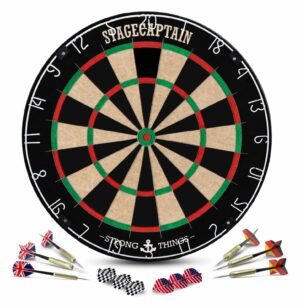 Schöne Profi Sisalscheibe Dartscheibe mit Turniermaßen 6 Pfeilen und Flights