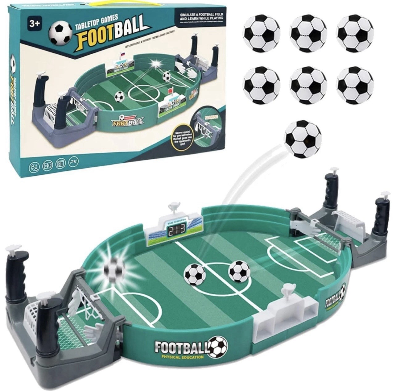 Tischfußball Spiel Mini Fußballfeld Reaktion Geschicklichkeitsspiel Motorik NEU