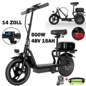 NEU 14 ZOLL Elektroroller mit Korb 48V 15AH 500W 120kg Klappbar E Scooter 25km/h