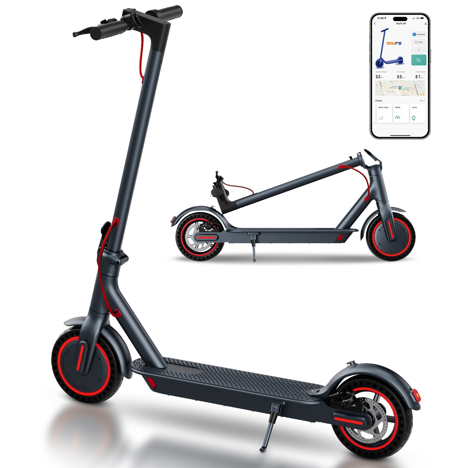 QNQ 8501 Klappbare E Scooter für Erwachsene 350 W/500 W Mit APP