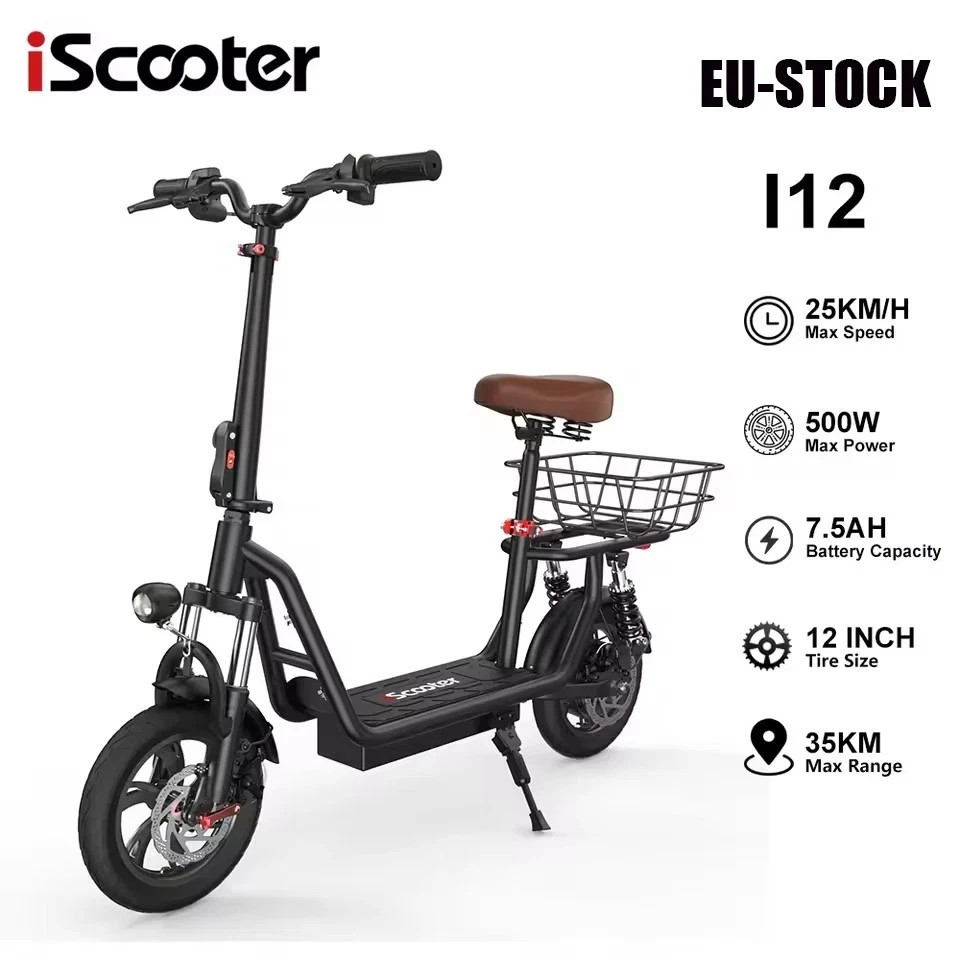 500W Elektroroller mit Korb/Sitz E Scooter Vollfederung 12' ' Elektro Scooter