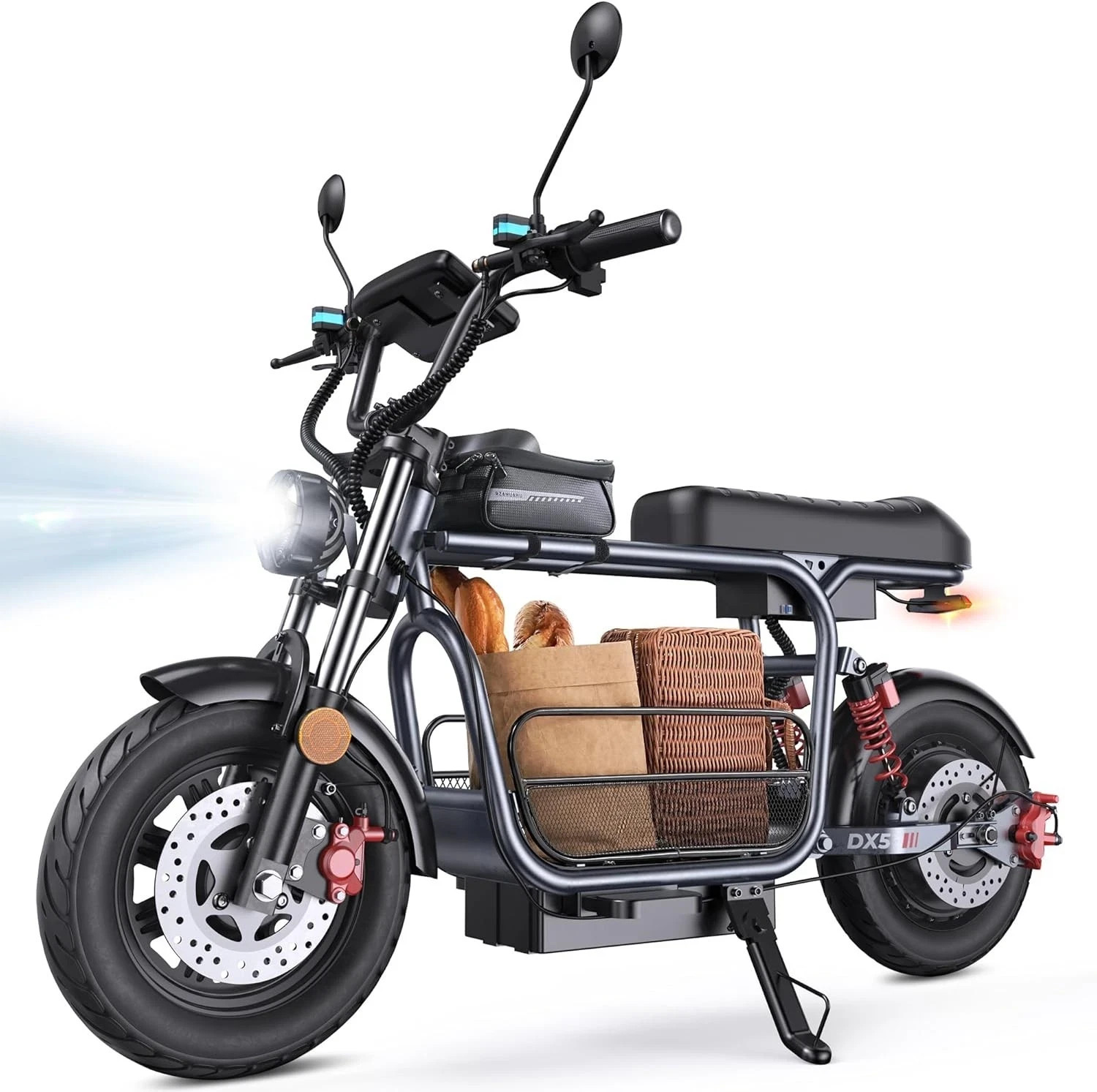 15 Zoll Elektroroller mit korb 48V/15.6AH E Scooter mit NFC Bis 150kg 75km Moped