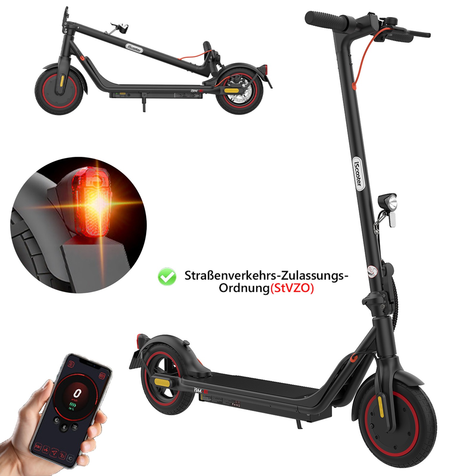 iScooter 10' ' E Scooter mit Straßenzulassung 500W Elektro Scooter Elektroroller