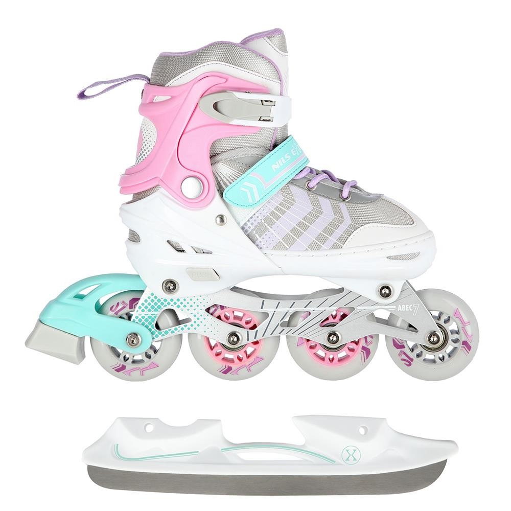 Inlineskates 4in1 L 39 43 Inliner Schlittschuhe Rollschuhe wechselbare Kufen