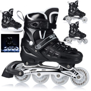 Inlineskates 4in1 LED Kinder Inliner Schlittschuhe Rollschuhe Verstellbar 31 42