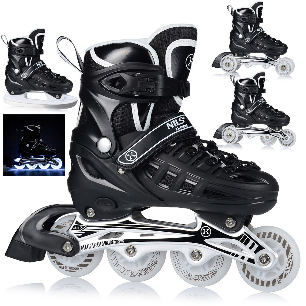 Inlineskates 4in1 LED Kinder Inliner Schlittschuhe Rollschuhe Verstellbar 31 42
