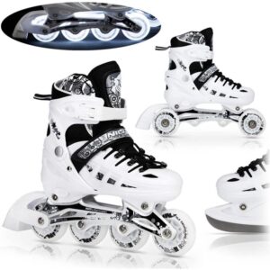 Inlineskates 4in1 Größe M 35 38 LED Inliner Schlittschuhe Rollschuhe wechselbar
